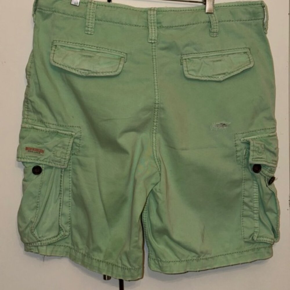 True Religion Shorts, Mint Green, Size 38, Canvas, Distressed